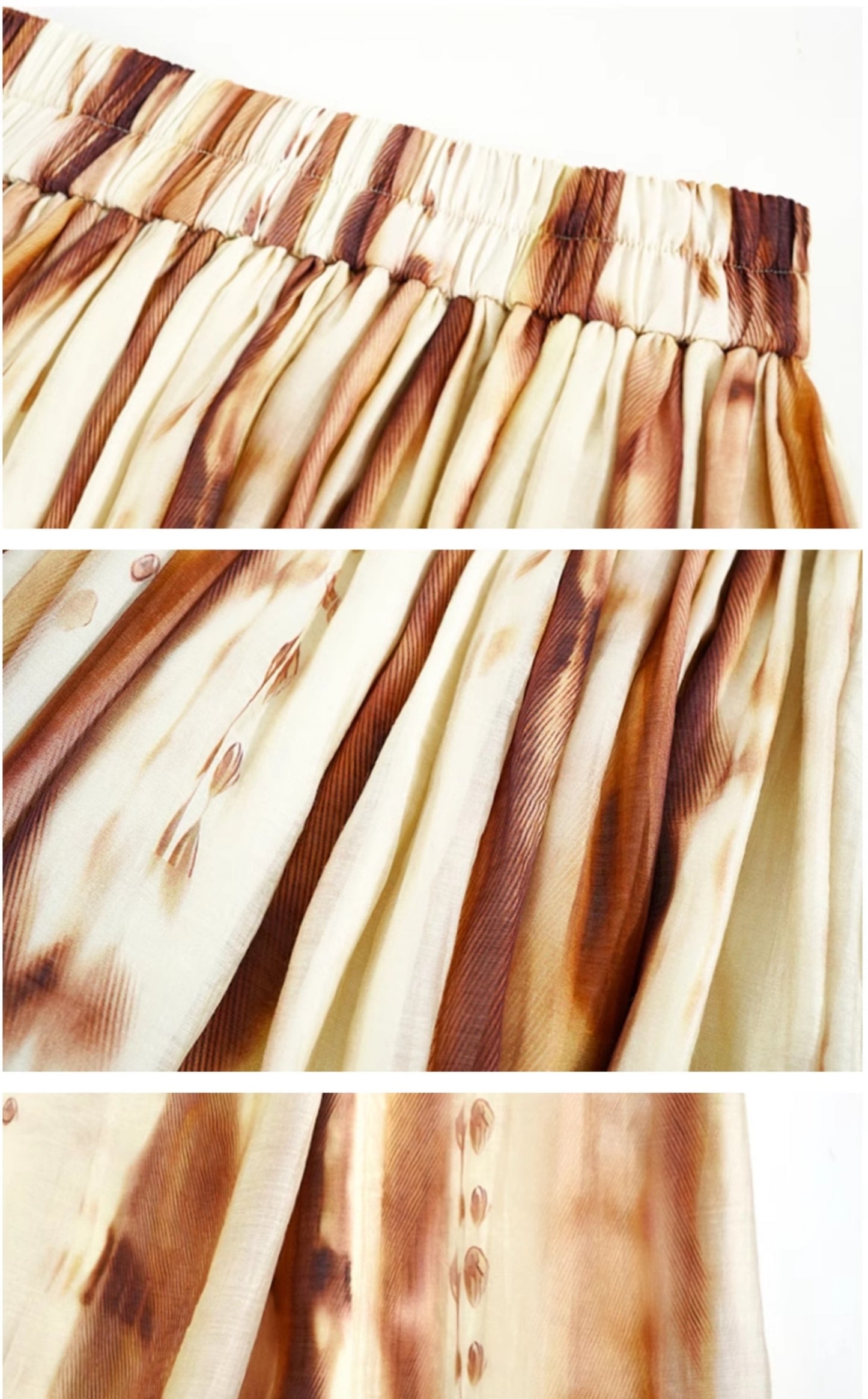 HECO tie-dye chiffon pleated long gray brown skirt women - all.