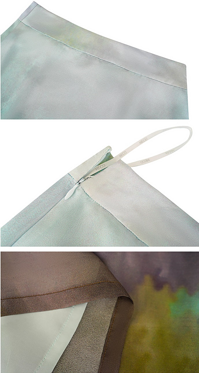 HECO Chinese Blended Temperament Silk Drape Hip Skirt - SOULS .