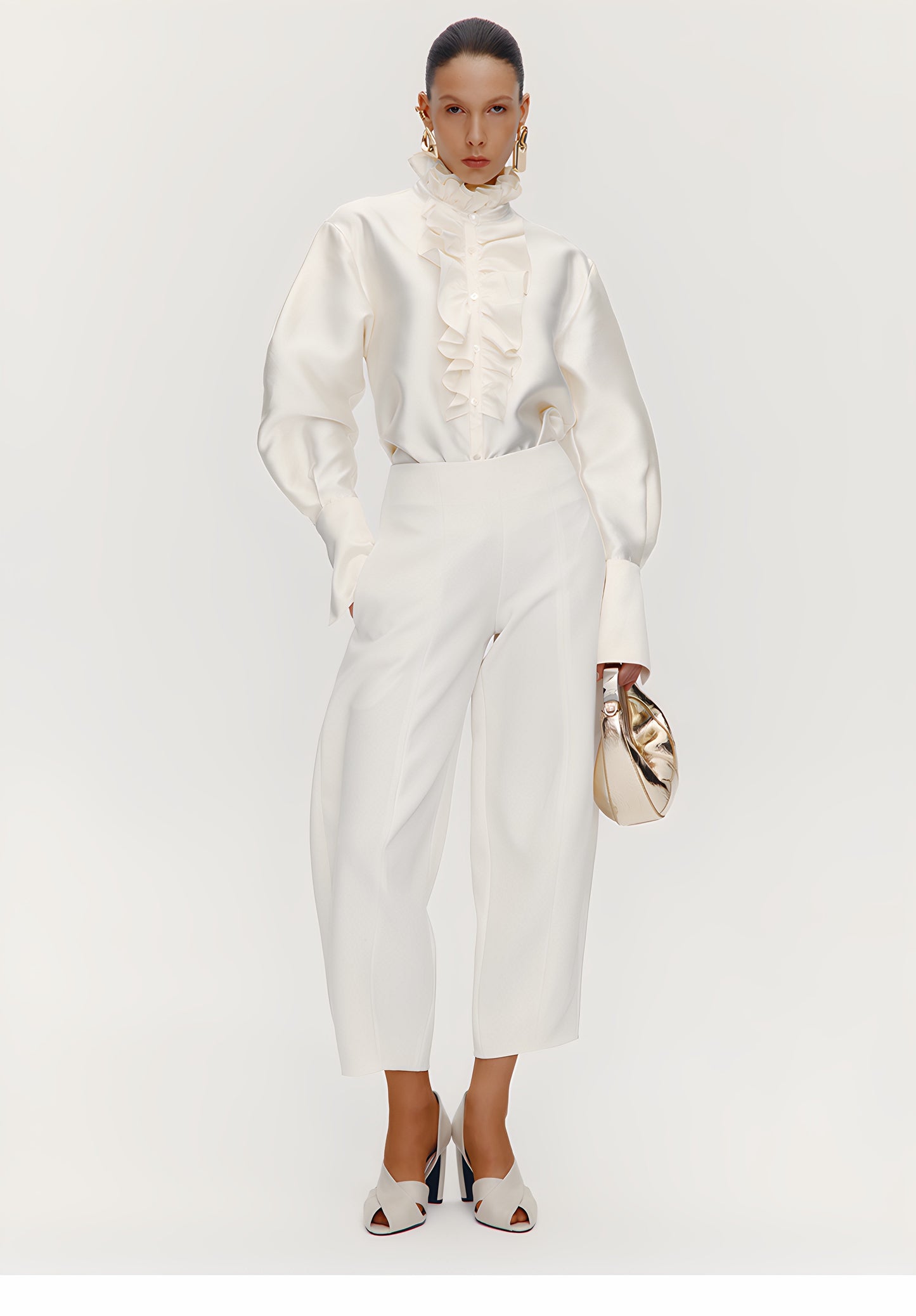 ATELIER MISS LU Court Wind Pleated Design Shirt Top - SUTH