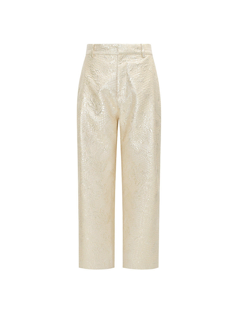 M essential Mackay designer jacquard stand-up neck top ankle pants printed vest set -Zuda