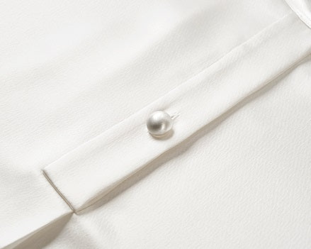 COMME MOI Lv Yan Designer Summer Women's Half Placket Gauze Strip satin Top - REMI.