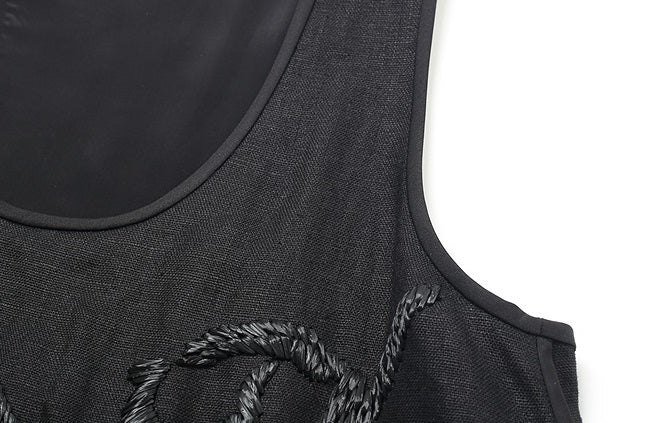 ZHUCHONGYUN Embroidery Sleeveless Deep U Neck Loose Dress--KAORI.