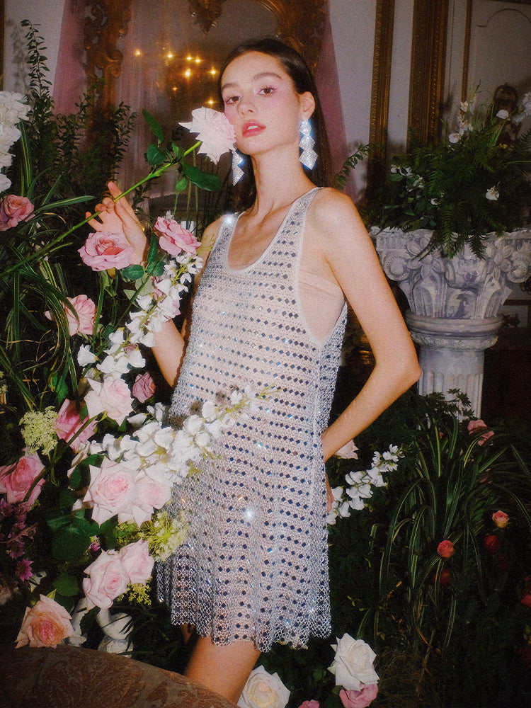 diamante dress mesh Topshop diamante mesh maxi dress in white