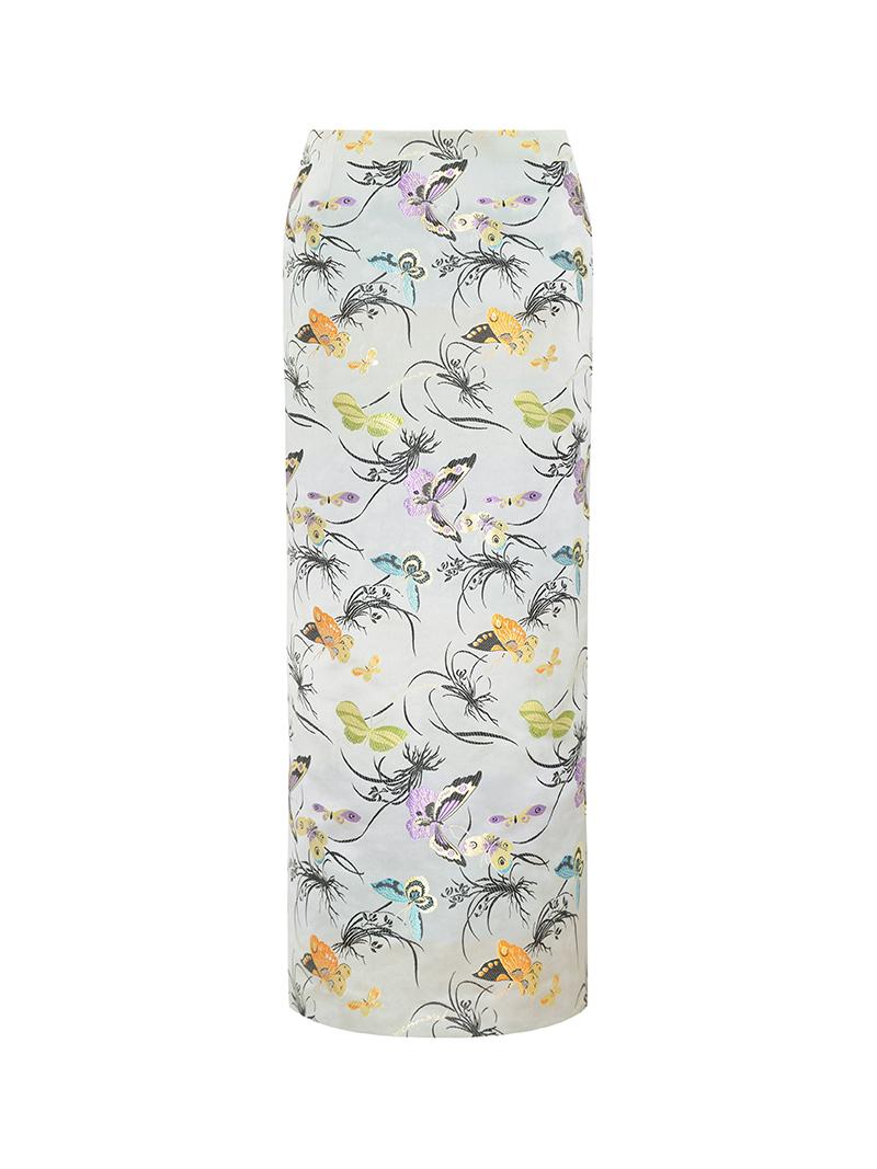 M essential Mackay designer butterfly beaded quilted cottonskirt vest shirt set - toes.