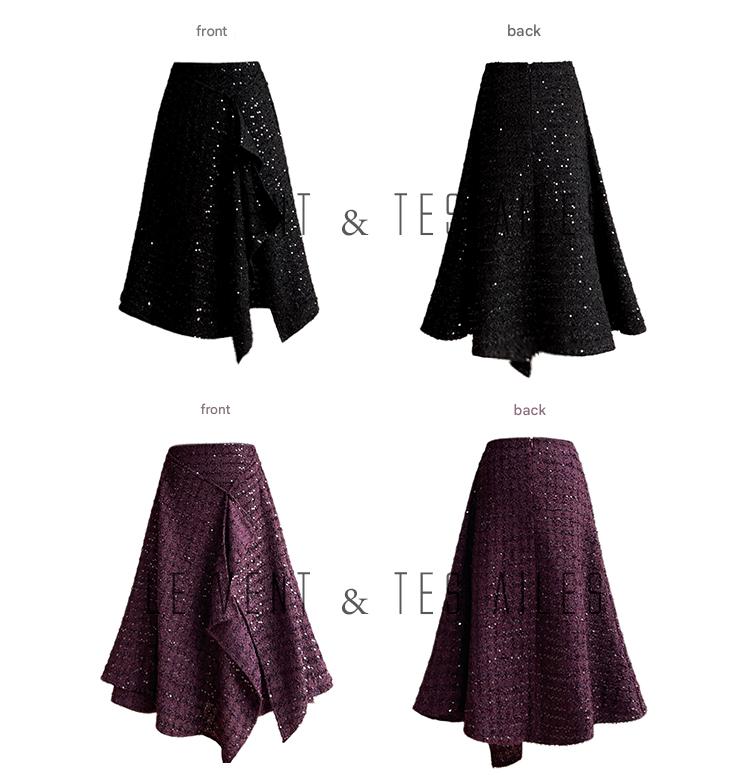 LE VENT&TES AILES Galaxy Luxury Weaving Feminine Sequin Tweed Skirt-ZOYA