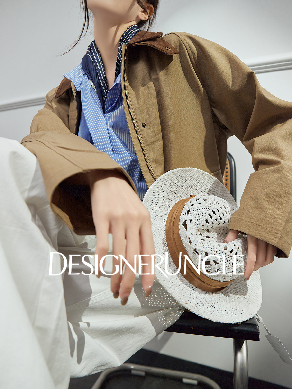 DGU| Dark brown retro light luxury niche design retro style top jacket - Stephania.