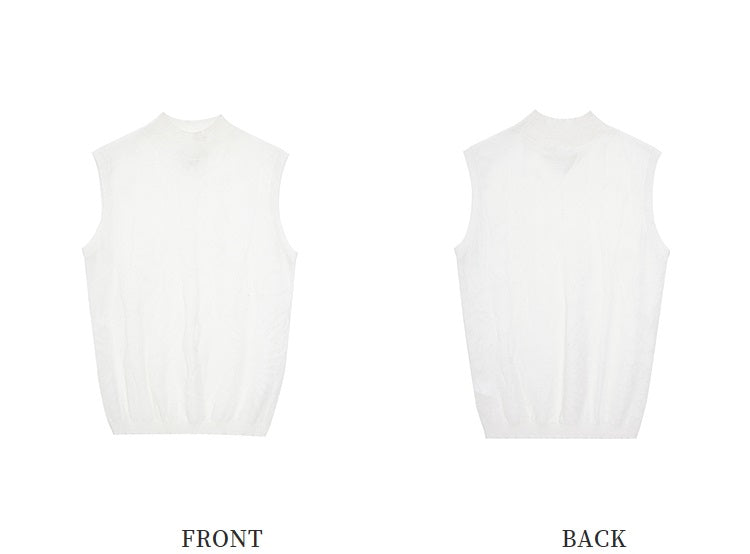 ZHUCHONGYU white fashionable simple crew neck knitted vest top-OCHAKO.