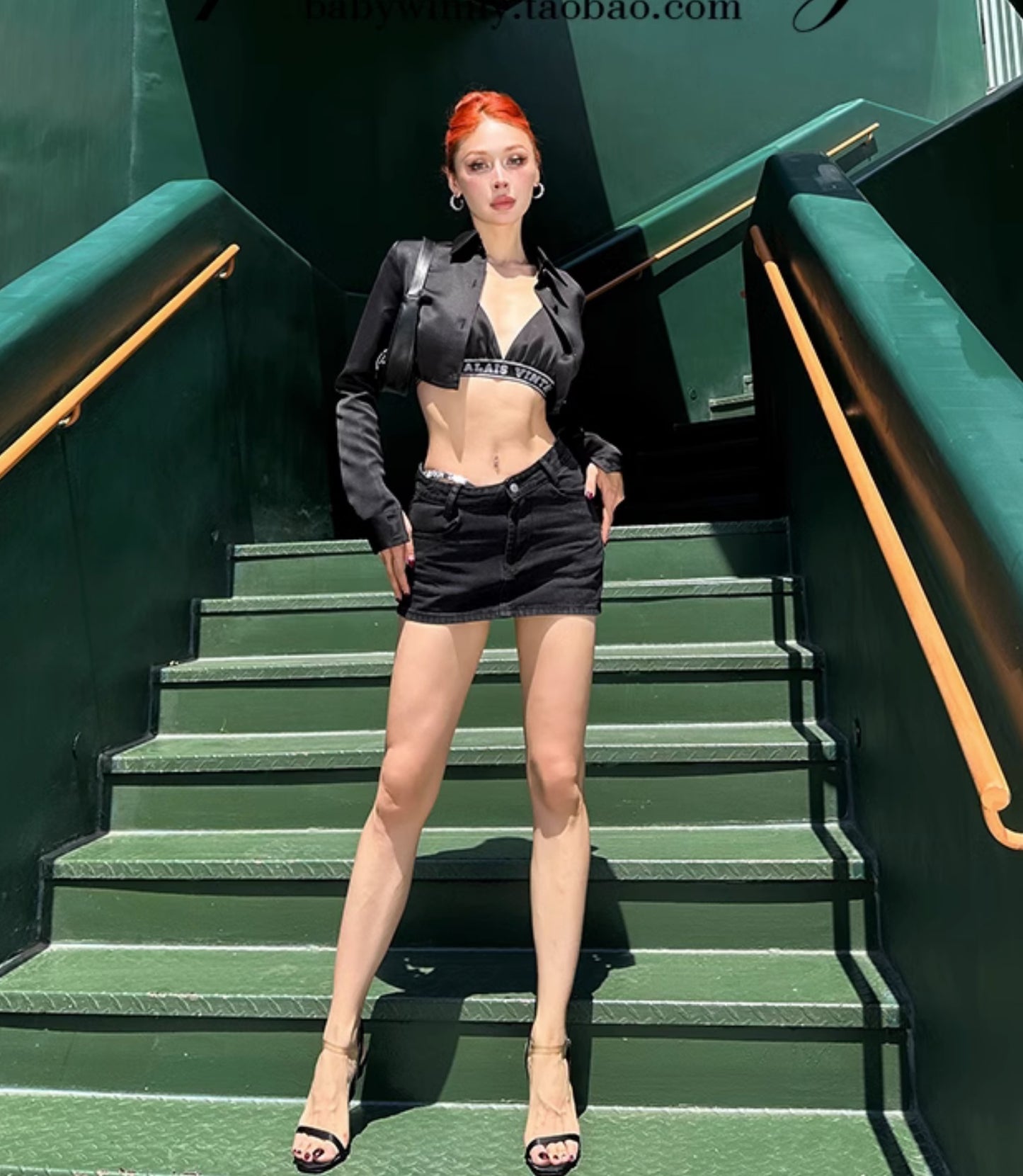 Le Palais Vintage Original Abstinence Babes Black Thick Satin Slim Fit Short Shirt Thin Cup Corset-DIDI