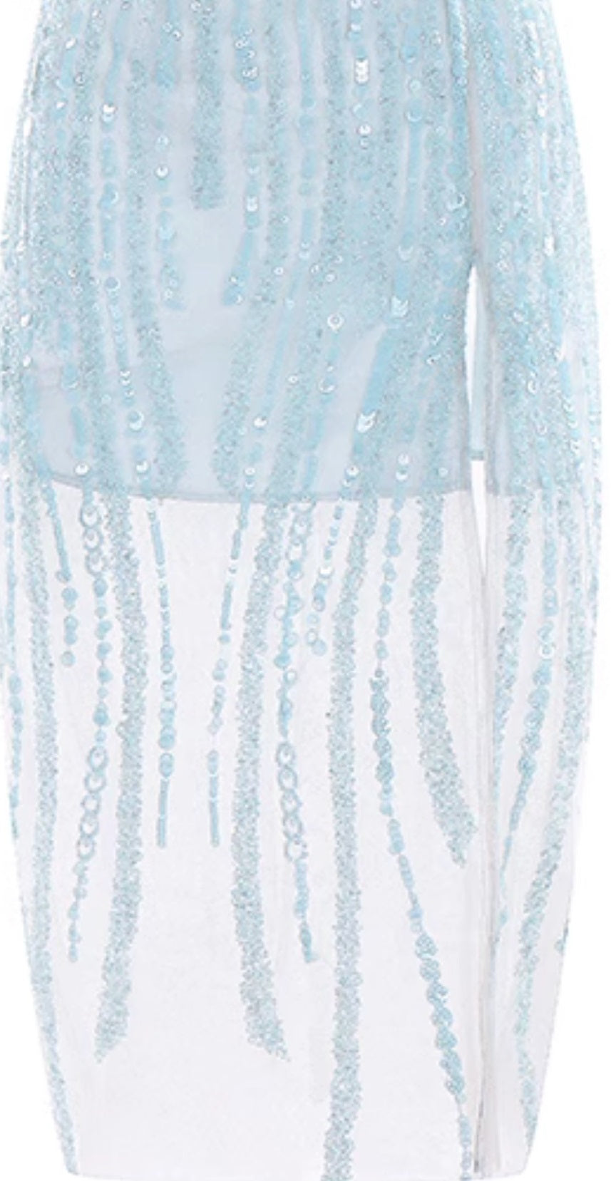 Wardrobes by Chen Luxury Blue Sleeveless Rhinestone Embroidery Slit Dress - Dami