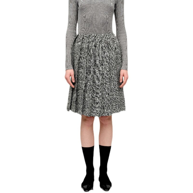 SERRER Black and white textured design pleated skirt - LIAM.