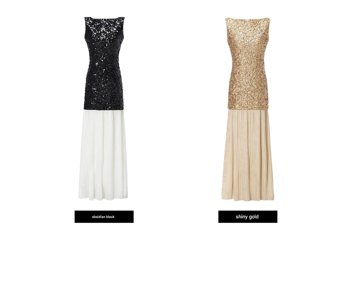 WANGXO | Gilded sequin-stitch silk pleated shimmer Dress - BYRON.
