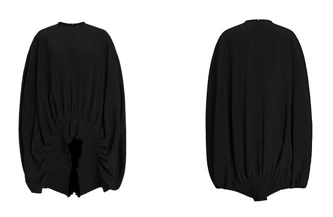 ZHUCHONGYUN balloon silhouette draped black top -GOKU.