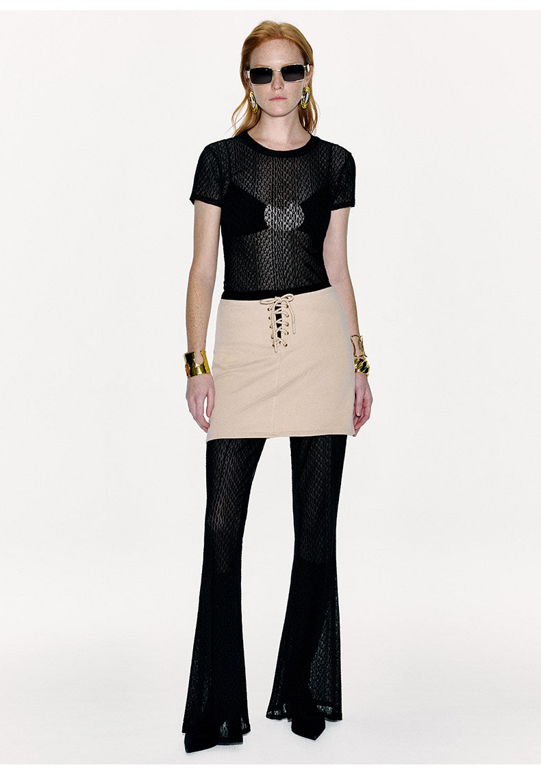 ATELIER MISS LU Cross Strappy Design Straight Skirt -TALENT.