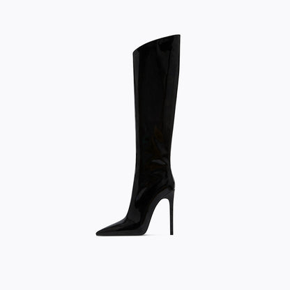 Fabfei autumn/winter pointed patent French stiletto high boots - Eaga