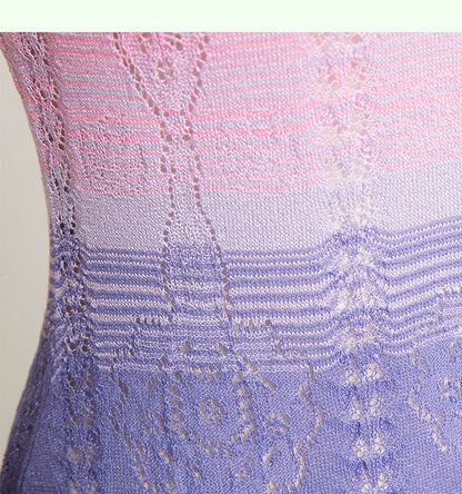 Magic Q crystal flowers shawl fishtail wavy knitted maxi dress set