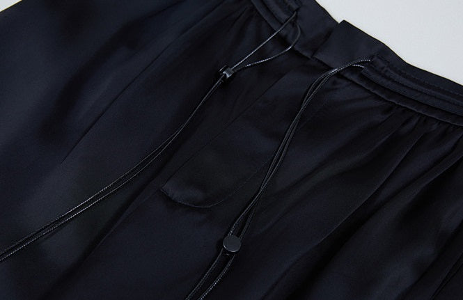 ZHUCHONGYUN black flower bud drawstring belt loose shorts--REVY.