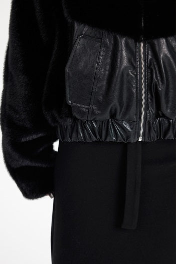 TINY IN fur short collar black coat-DANTE