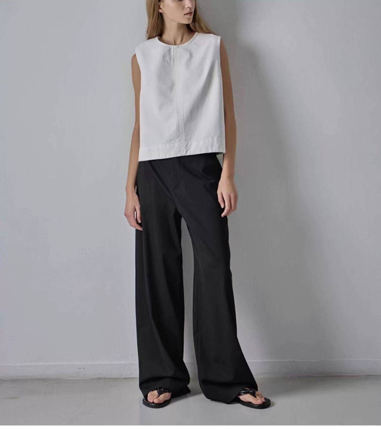 Nothing Written Casual High-waisted Slim Versatile Straight-leg Pants-LIV.