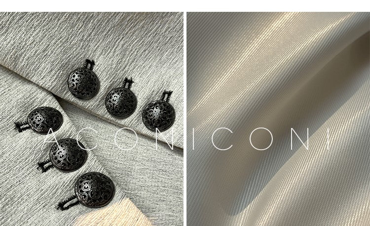 Aconiconi High End Long Sleeve Double Breasted Tuxedo French Retro Jacket Blazer- History