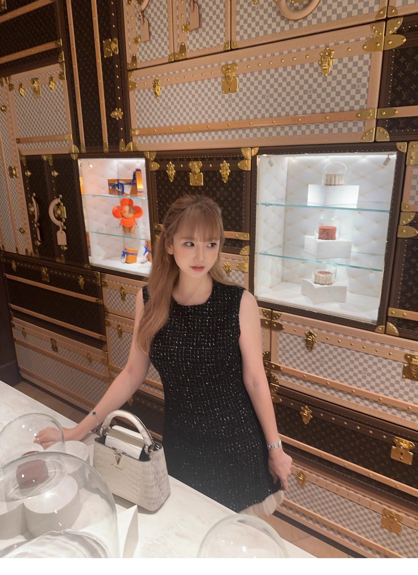 ATELIER MISS LU Hem Stitching Slim Small Fragrance Dress - HEIL