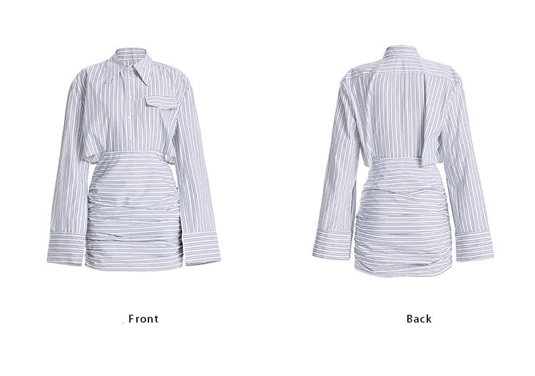 TINY IN fake two-piece striped long sleeve dress - KEMI