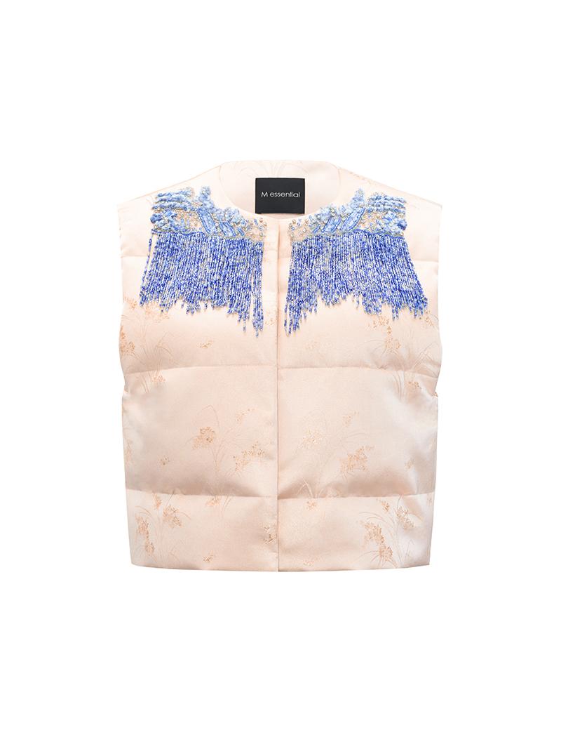 M essential Mackay designer seawater river cliff tassel beaded vest shirt skirt set- six.