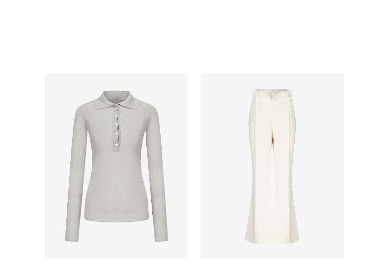 ATELIER MISS LU vintage style long sleeves ice feeling knit top - FORTUNE