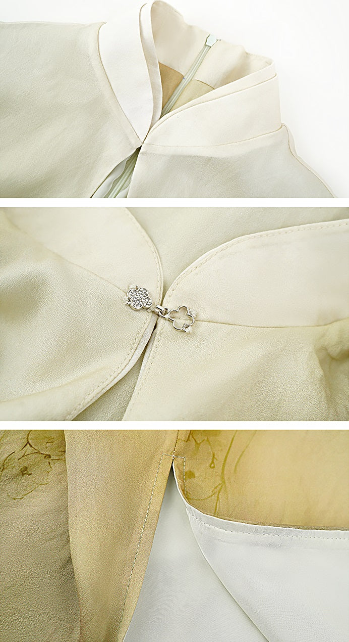 HECO Silk Smudge Chiffon Cheongsam midi sleeveless Dress Women - SIGHT.