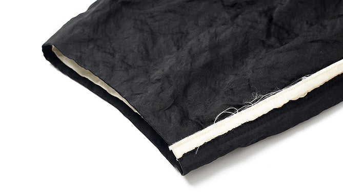 ZHUCHONGYUN black pleated woven strip loose cocoon pants--DANTE.