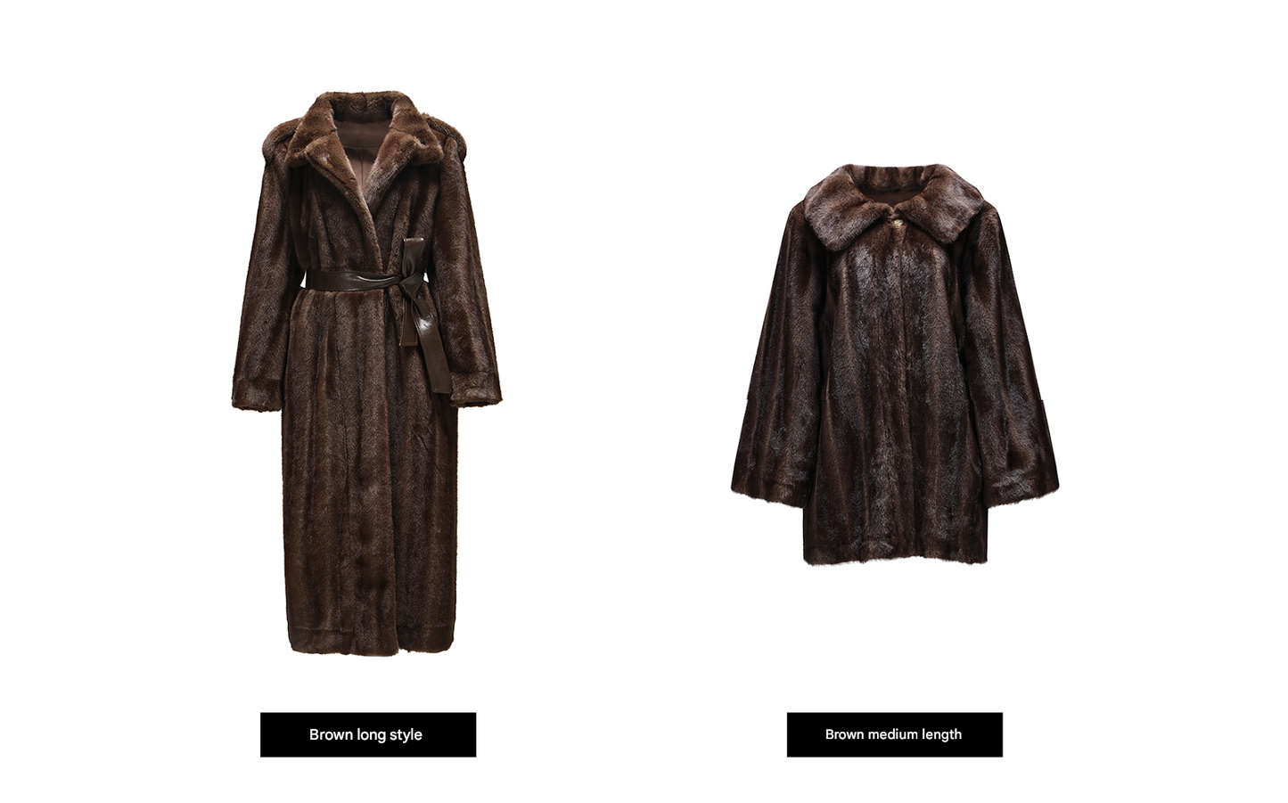 WANGXO | Tibetan Pas-Striped Mink Texture Belted Fur Coat -YUNI.