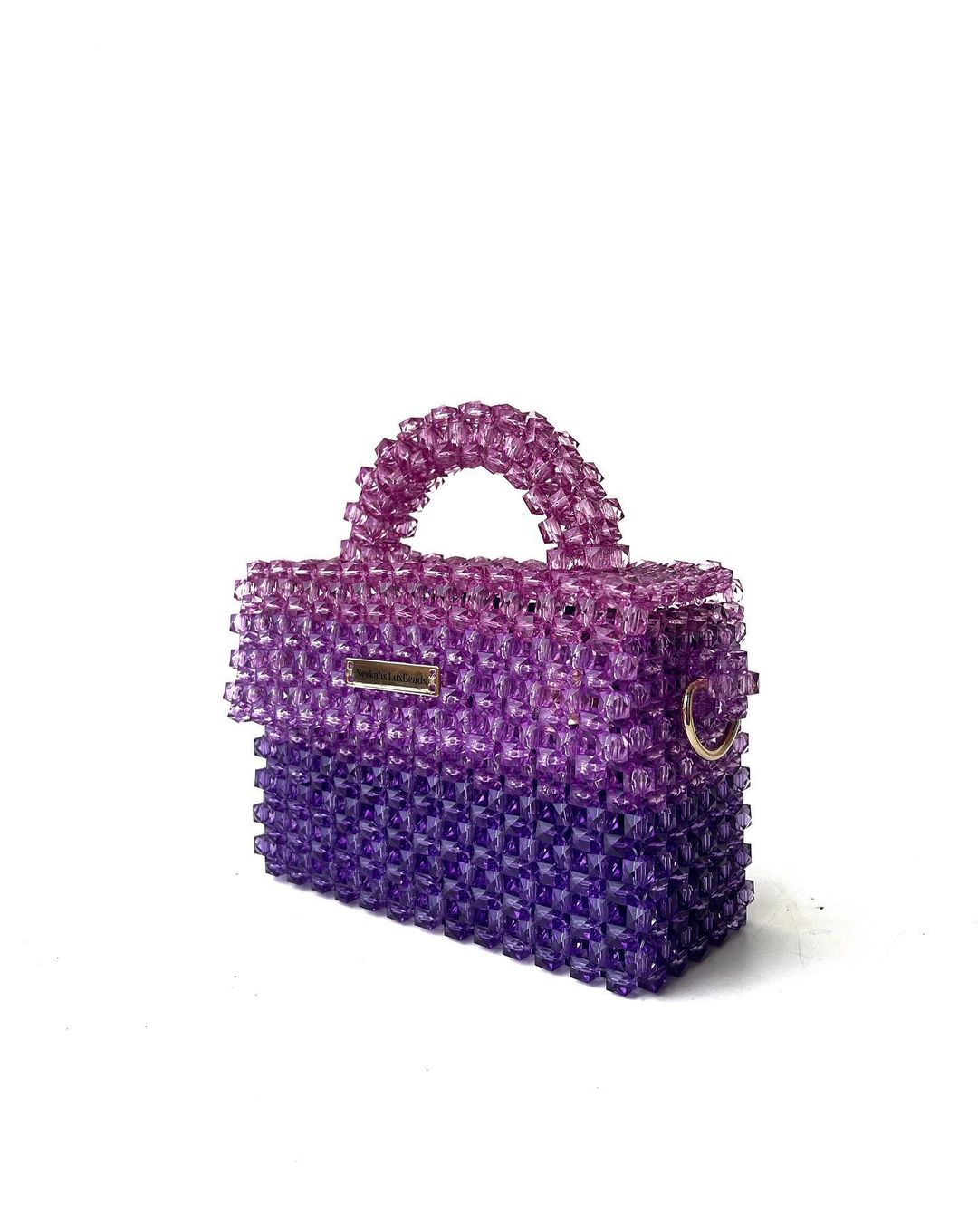 Luxury Handmade burnt orange brown purple crystal beaded purse bag - Premium Chic