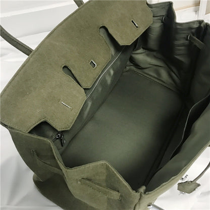 Army green Retro canvas leather tote buckle men/women's weekender travel overnight bag