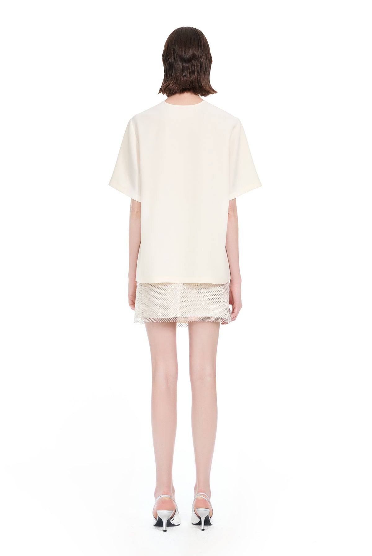 YES BY YESIR | Ye Qians Radiance Hot Diamond Mesh A-Line Skirt -ELYSIA.