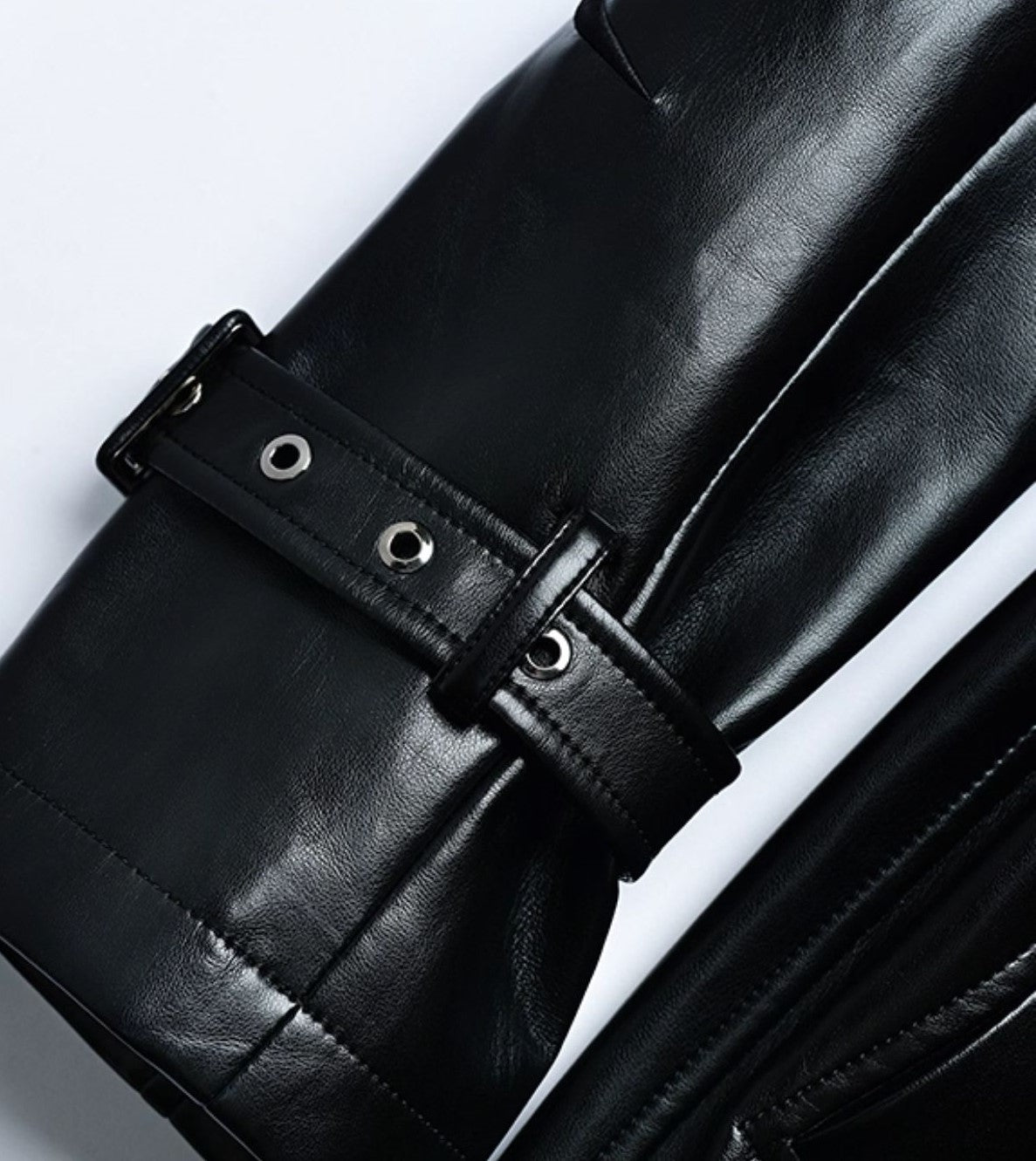 YES BY YESIR calla lily black Monroe long leather trench coat - FEEL.