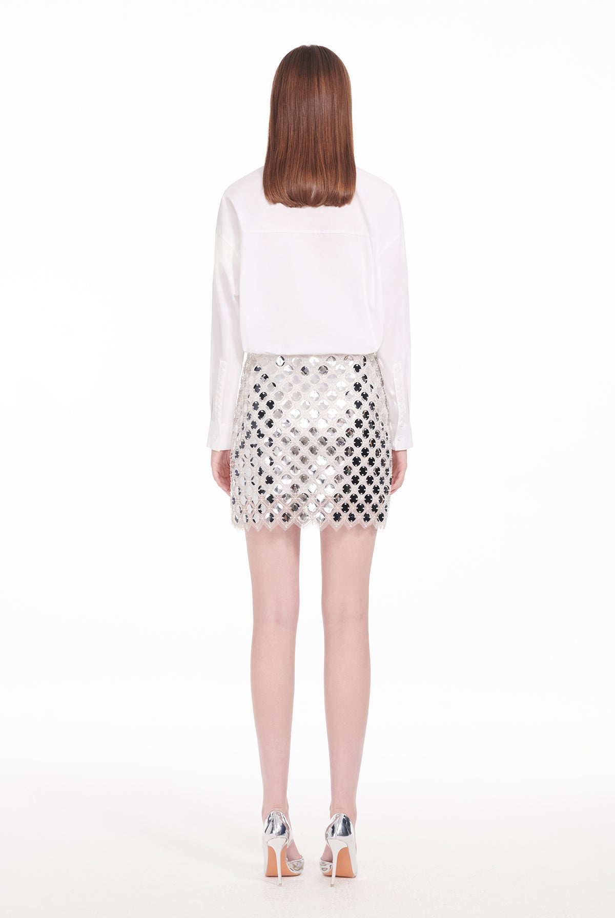 YES BY YESIR | Magic Mirror Short Scalloped Hem Skirt - MIRALUNE.