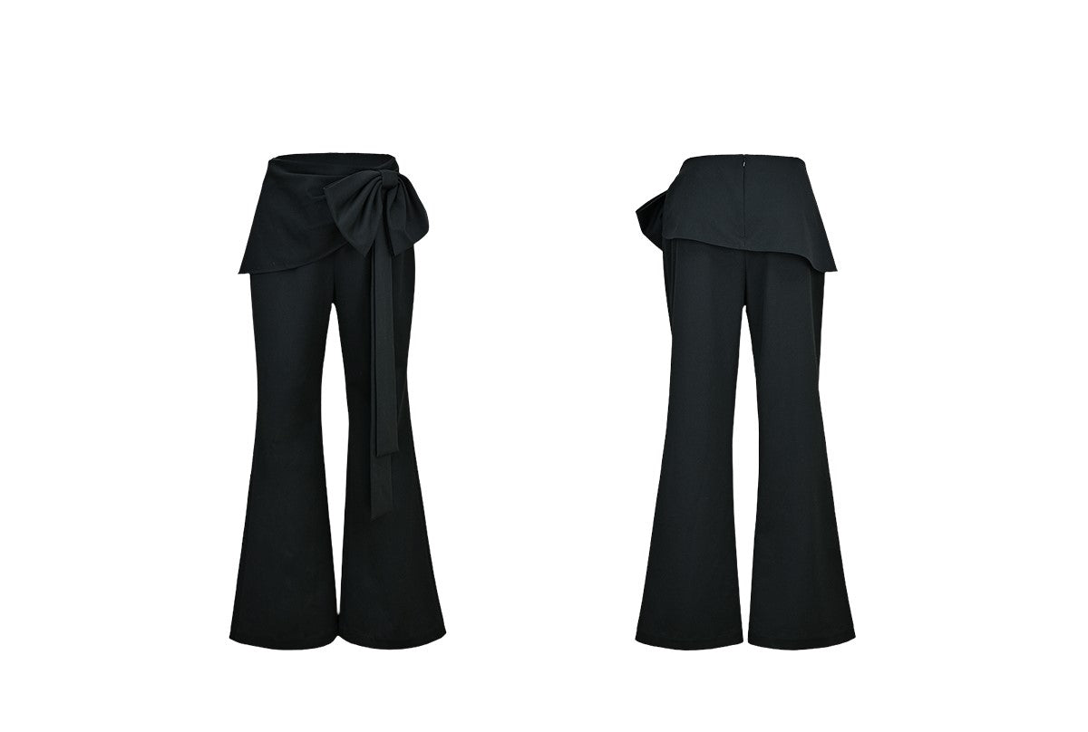 YES BY YESIR bow-tied waist casual pants - POWER.