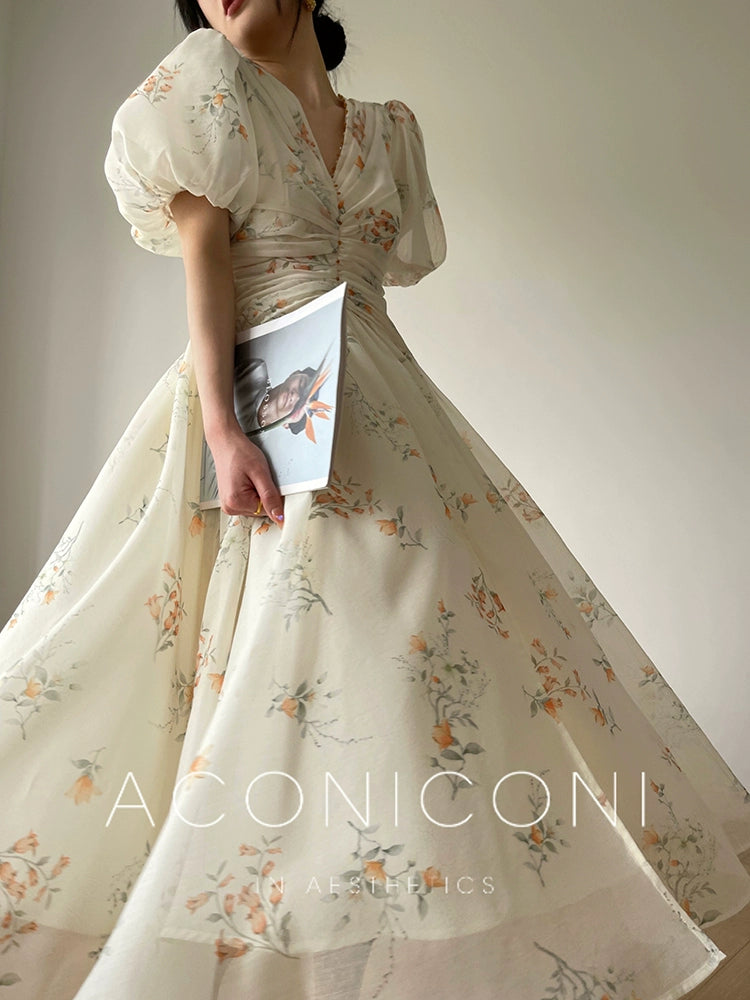 white christmas dresses Tea Fall Floral Dress main image 0