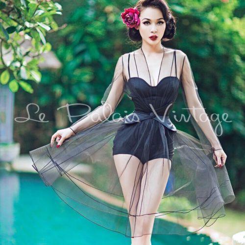 Vintage retro pinup 1950 transparent jacket cover dress night gown- Sal Vintage retro pinup 1950 transparent jacket cover dress night gown- Sal