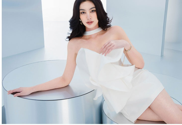 White Autumn new tube top cloud air tube top dress- Guptas