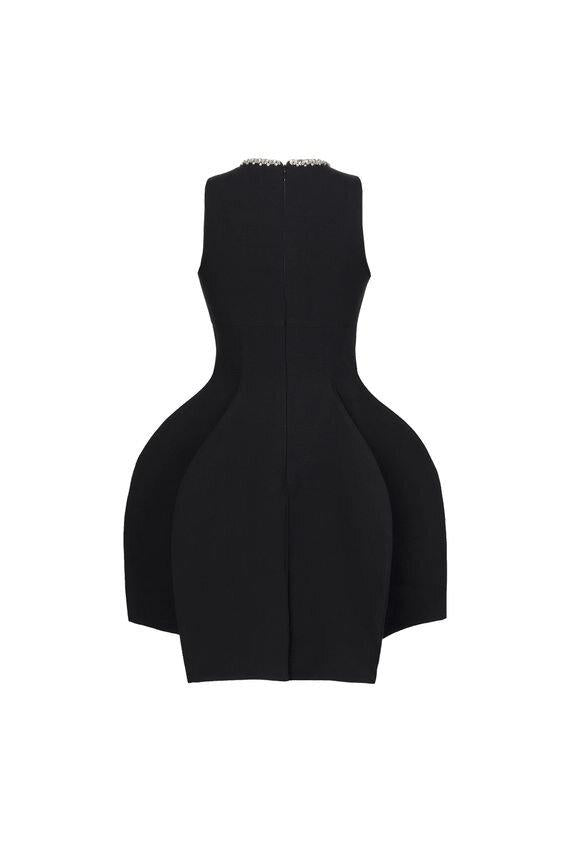 Red round neck coccon structured cocktail skater princess red dress- shirley