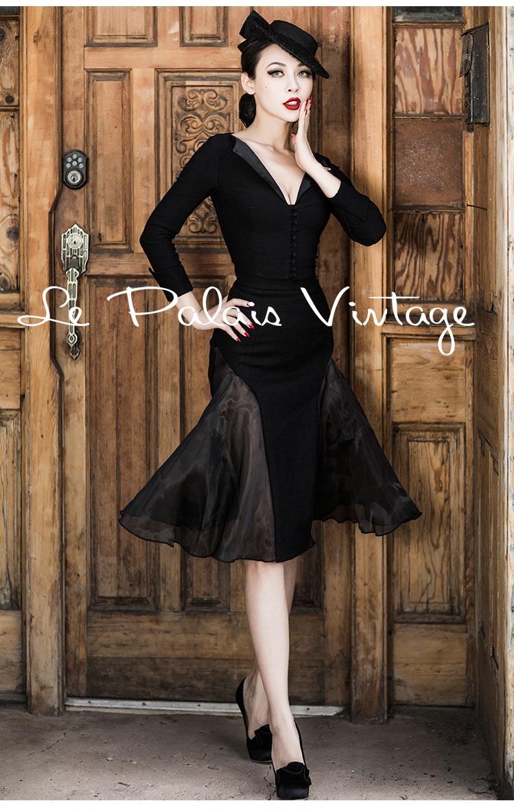 Vintage Black Wool organza Yarn Skirt- Sial