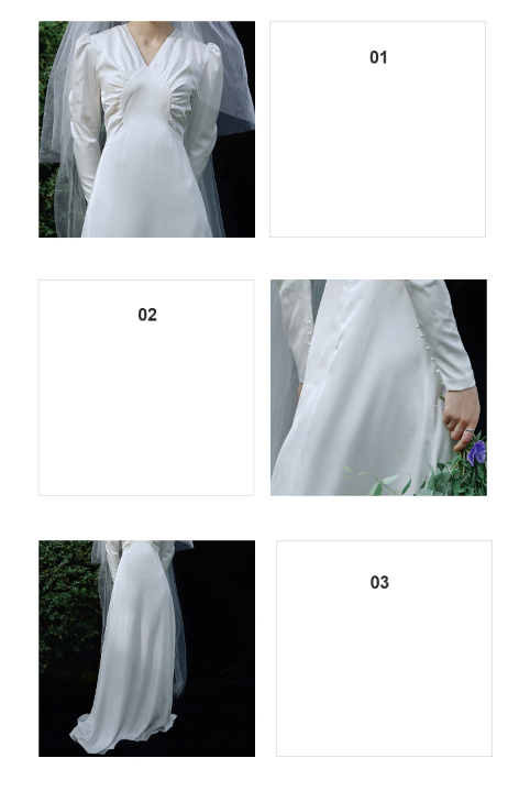 Rippling v-neck large swing tail wedding satin skirt dress - Sonia