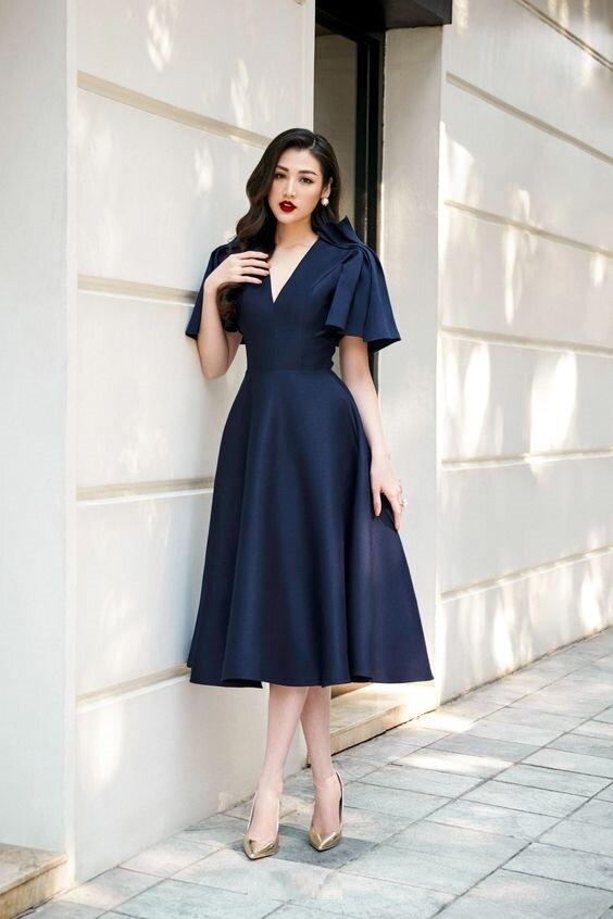 pleated knee length dress Strapless Pleated knee length Dress with Asymmetric Neckline 40035