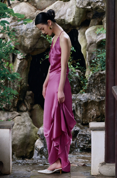 Satin Fitted Sleeveless Gown wedding guest dress- Lili