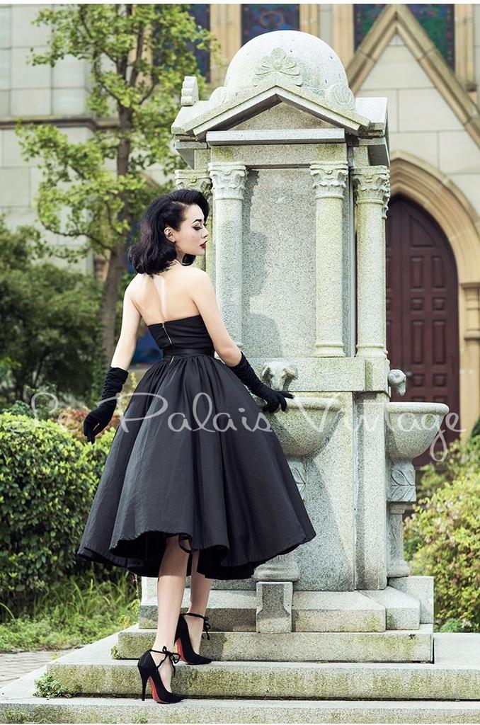 QUICK SHIP Le Palais vintage retro strapless 1950 ball gown LBD dress- Wali.