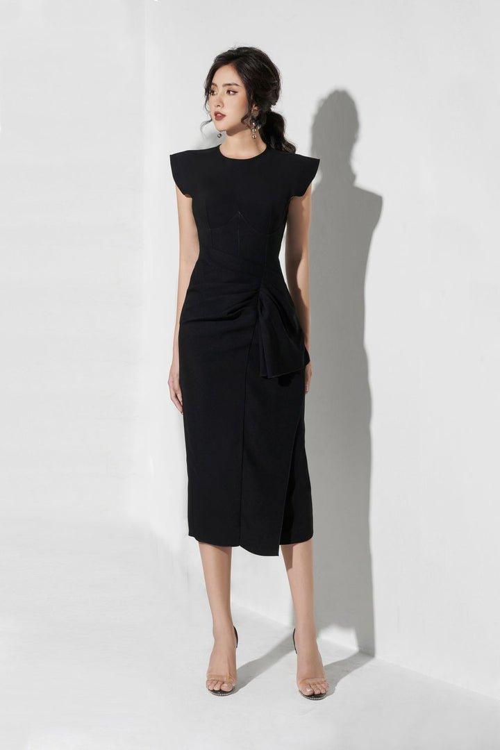 Black chest cup dress-SORA S / Brown Black chest cup dress-SORA S / Brown