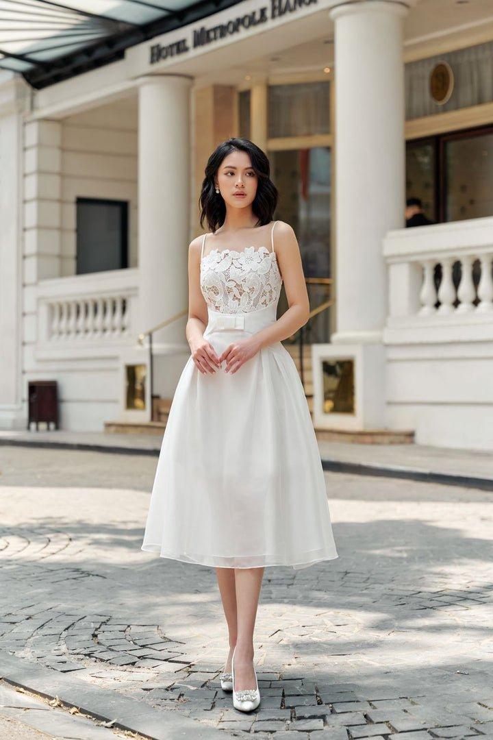 White tule lace camisole dress-BELLE M / Black White tule lace camisole dress-BELLE M / Black