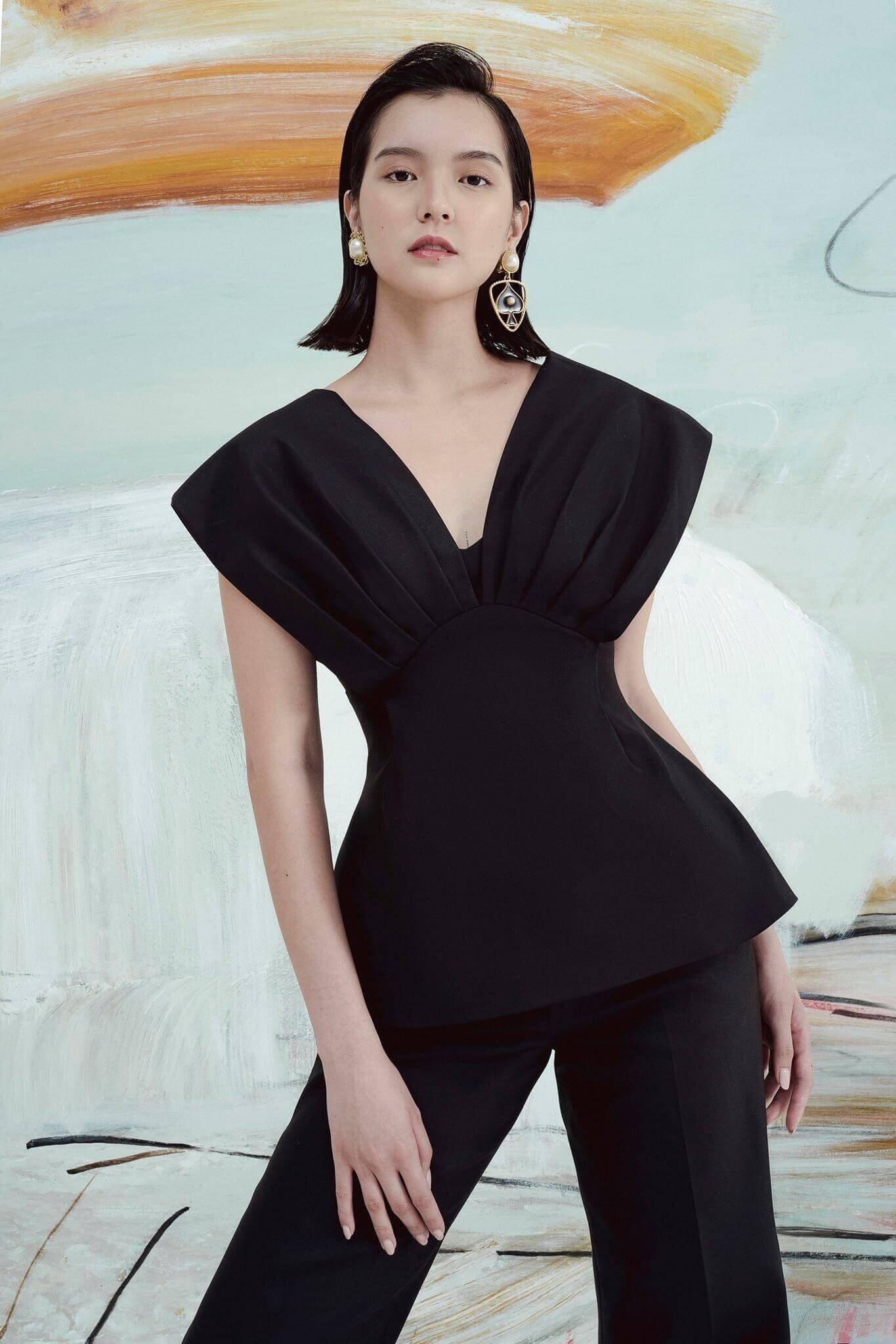 Top pleated shoulder mother of the bride blouse- Mabel