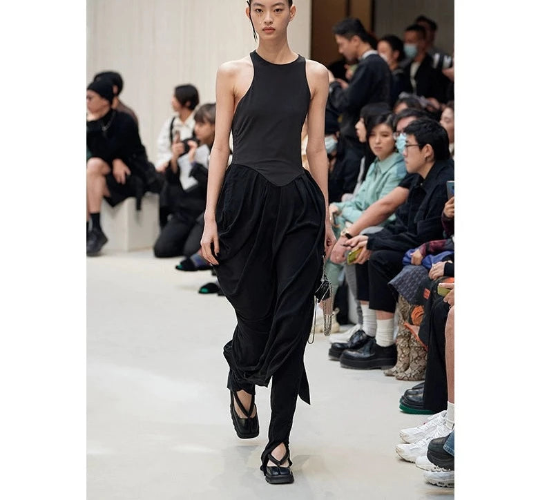 MAYALI summer slim slit french mulberry silk sleevelss lack dress - Kado