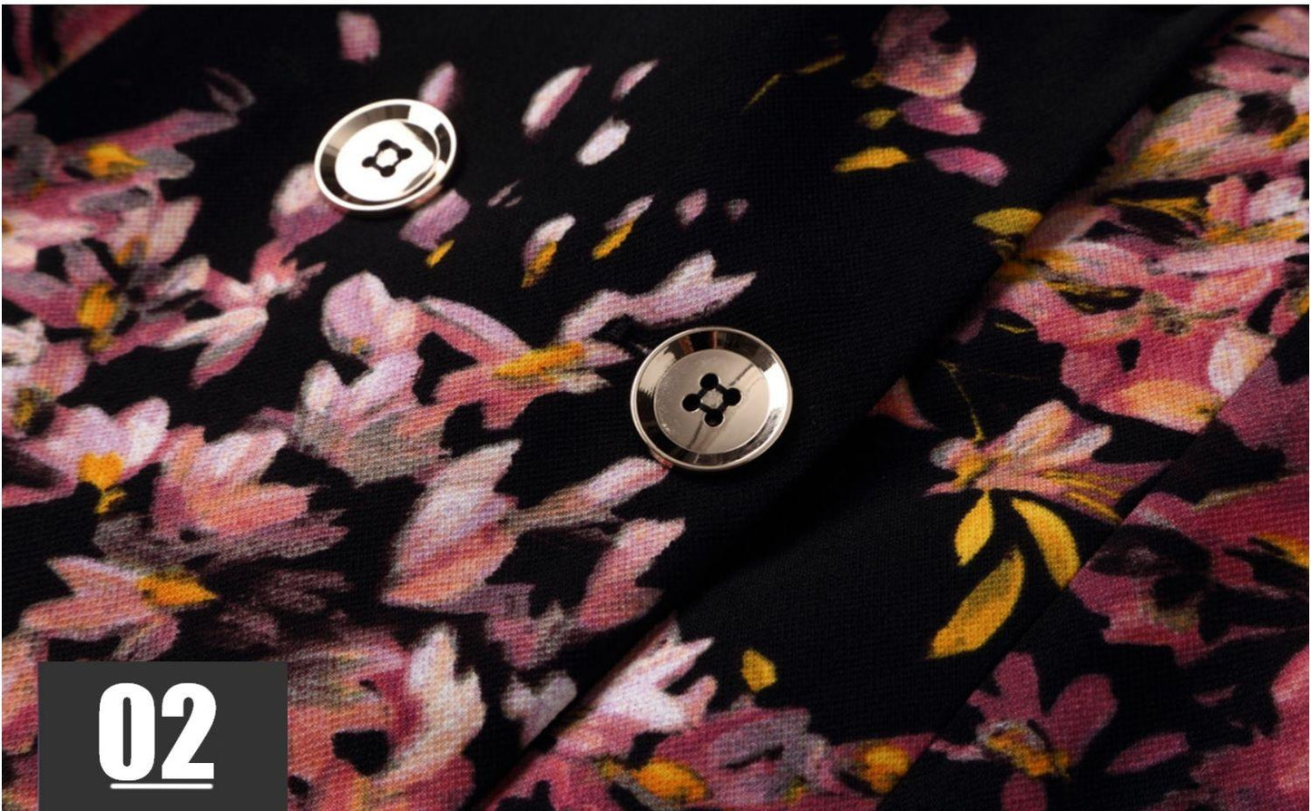 Autumn winter flloral 1950's audrey hepburn double breasted coat vintage jacket dress - Madlyn